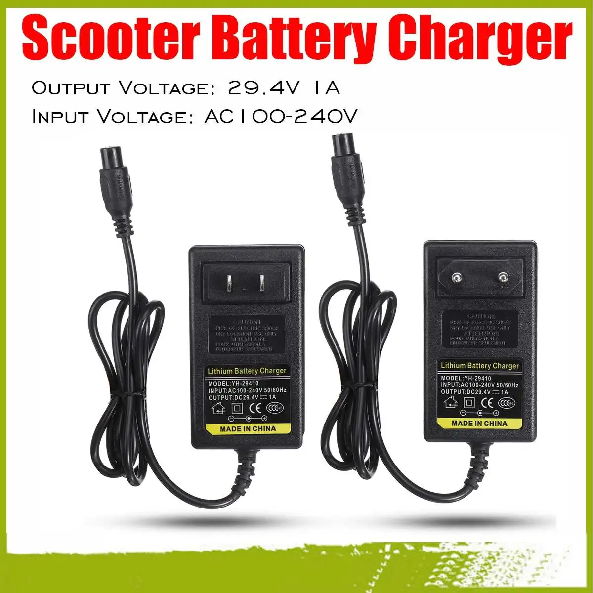 NEW US/EU Plug 100-240v 12mm 29.4V 1A Electric Scooter Charger For Razor Electric Scooter e100 e125 e150 Adapter Charger NEW US/EU Plug 100-240v 12mm 29.4V 1A Electric Scooter Charger For Razor Electric Scooter e100 e125 e150 Adapter Charger