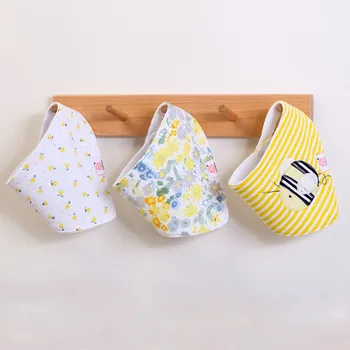 

European and American lovely baby saliva towel cotton cartoon lace double triangle scarf bib new baby bib