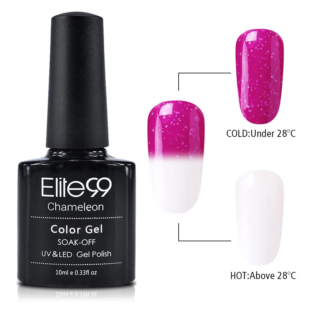 Elite99 10 мл Снежный Гель-лак для нейл-арта изменение температуры цвета замочить от УФ гель лак термальный дизайн ногтей гель лак - Цвет: 9712