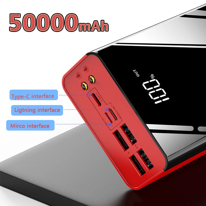 Внешний аккумулятор 50000 мАч портативное зарядное устройство для Samsung Xiaomi Mi