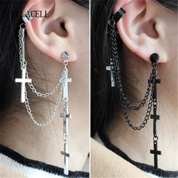

FFLACELL Fashion Cross Tassel Earrings Personality Metal Punk Style Women Earrings Party Accessories