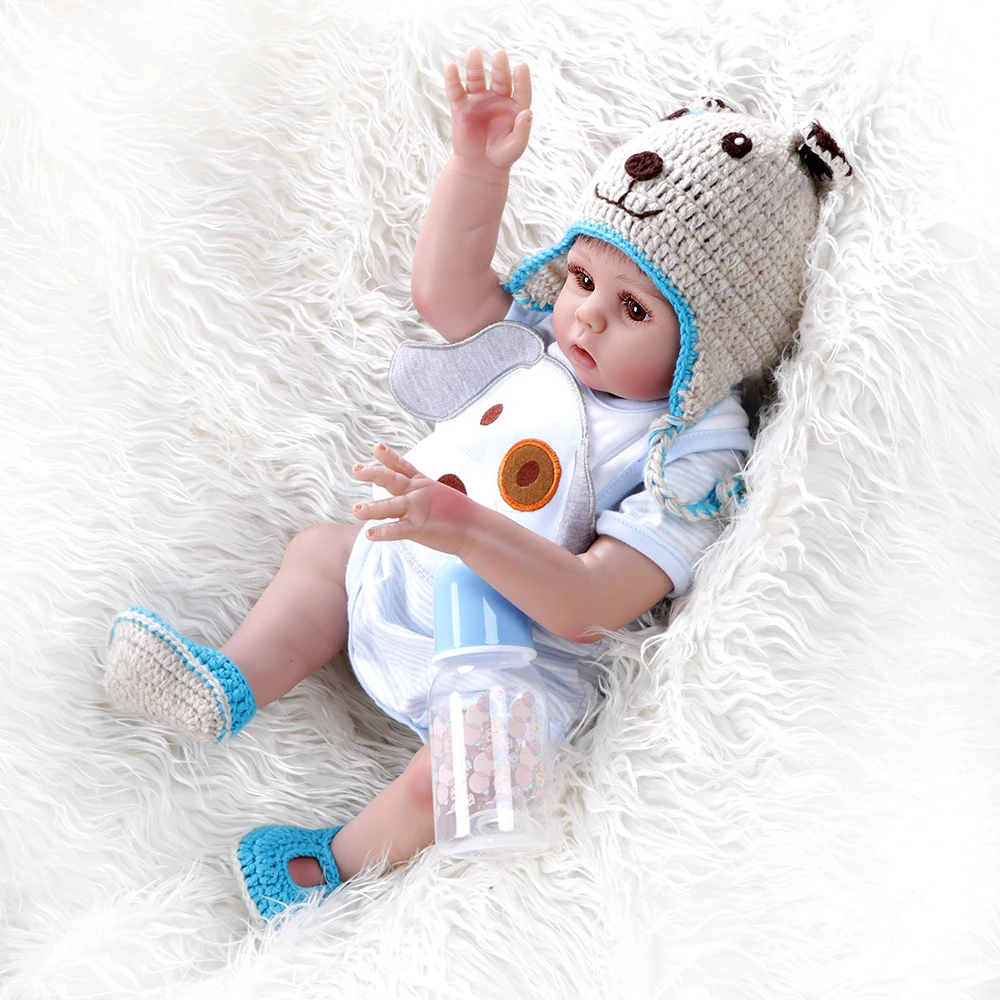 NPK 48 см bebe Кукла reborn baby boy Кукла в синем платье полное тело Мягкая силиконовая Реалистичная детская игрушка для ванны Анатомически правильная