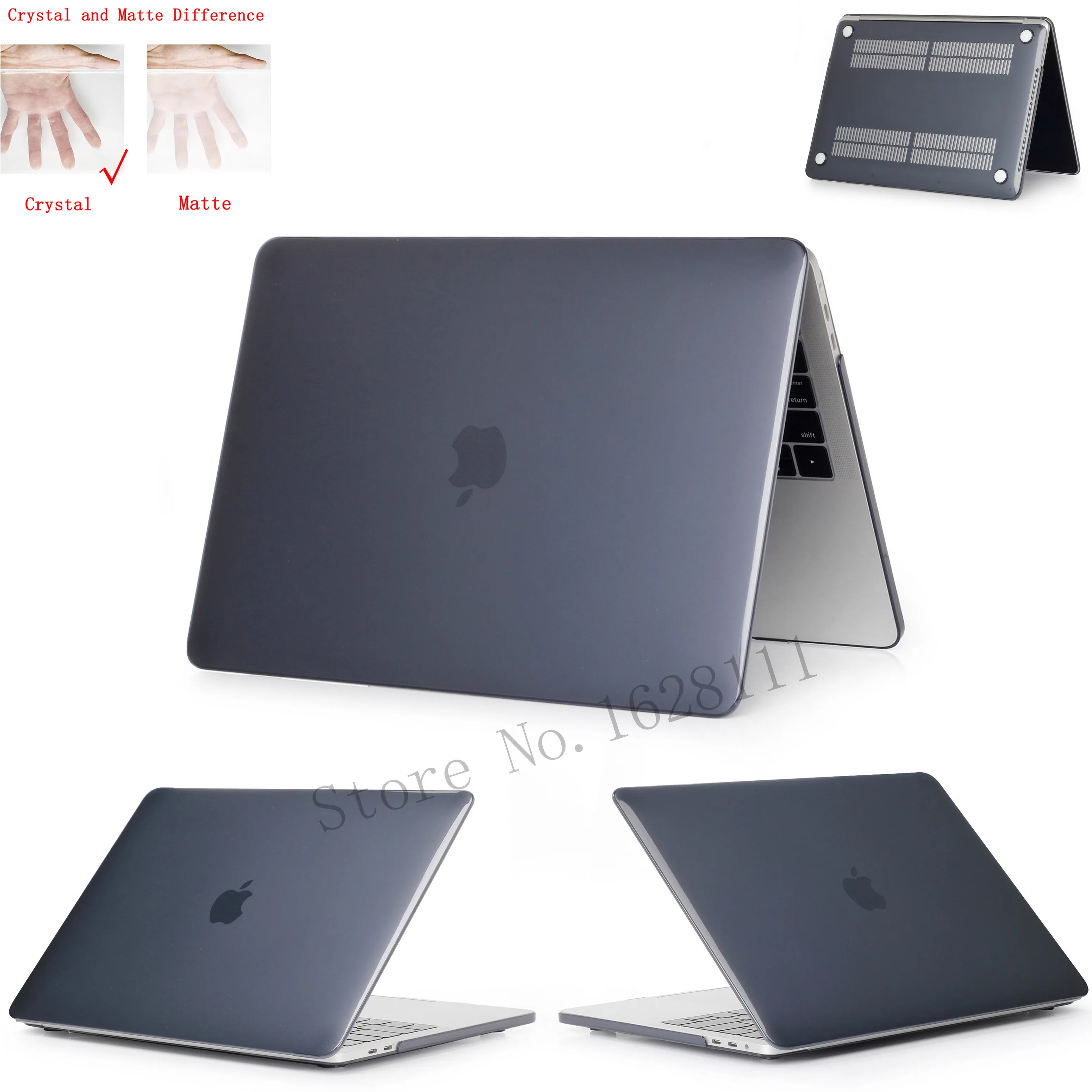 Crystal black Новинка чехол для ноутбука MacBook Air Pro retina 11 12 13 15 для Mac Pro 13,3 15,4 16 дюймов с сенсорной панелью ID A2141 оболочка - Цвет: Crystal black