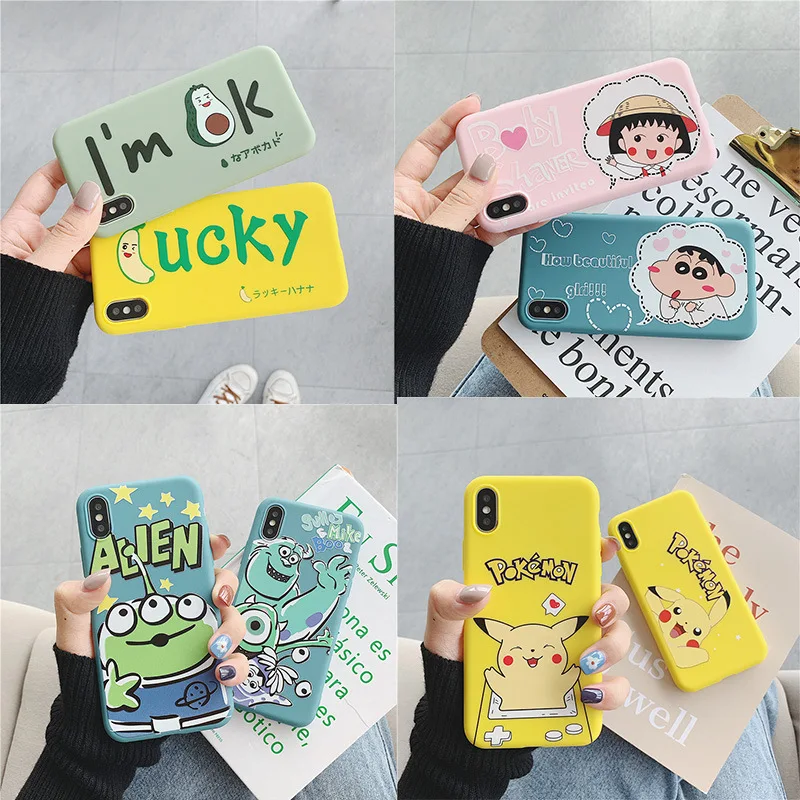

Fashion Simple Cute Creative Patterned Silicone TPU Phone Case For iPhone 7 8 6 6s Plus X Xr Xs Max Personality Case Back Cover