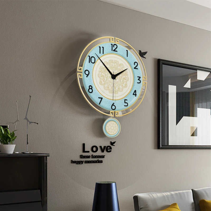 

Swingable Silent Wall Clock European With Wall Stickers Hanging Watch Modern Design Metal Pointer Quartz Clocks Free Shipping
