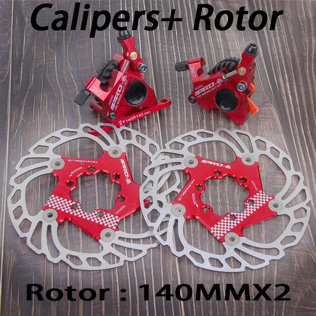 Redset140mmx2 Road Bick, набор гидравлических дисковых тормозов, плоское крепление, суппорты с 140 мм дисками, ротор, Бик, двусторонний механический кабель, хомуты для дорожных тормозов - Цвет: Redset140mmx2
