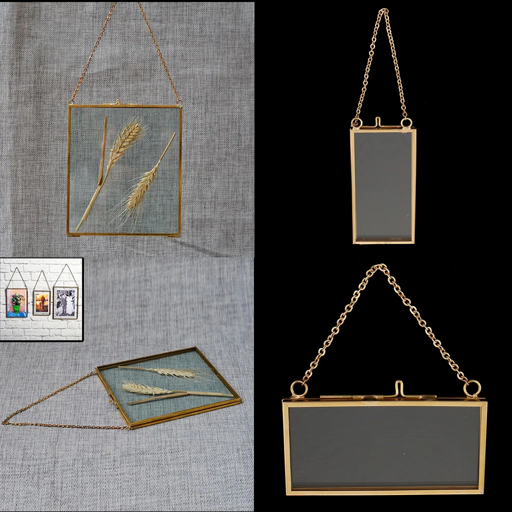 2x Shabby Hanging Clear Glass Hanging Frame Herbarium Display Frames, Easy 2x Shabby Hanging Clear Glass Hanging Frame Herbarium Display Frames, Easy
