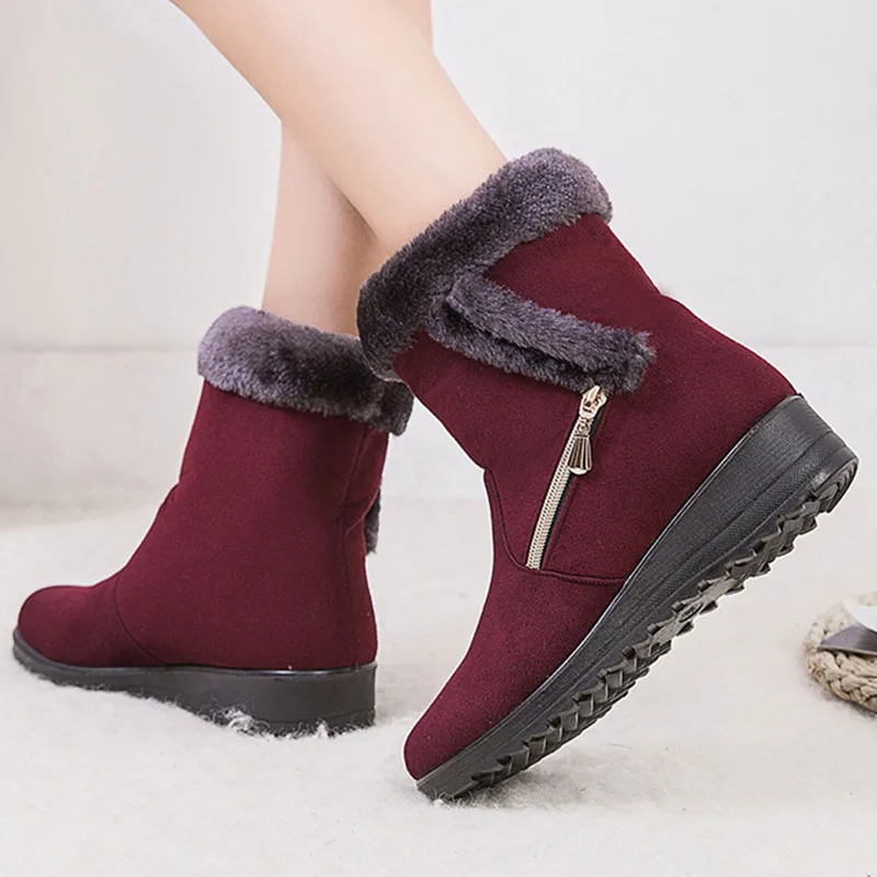 

2019 New Arrival Boots Women Mid-Calf Boots Winter Shoes Women Warm Snow Boots Wedge Rubber Suede Female Shoes Zapatos De Mujer