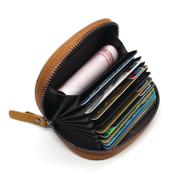 

Organ Wallet Retro Oil Wax Genuine Leather Card Bit More Card Clamp Zipper MEN'S AND WOMEN'S Cowhide Purse