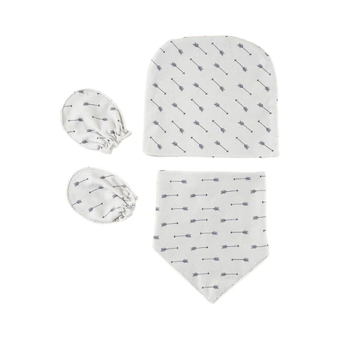 Animal Print Baby Gloves Hat Bib Set Soft Mittens Beanie Cap Nightcap Burp Cloth Saliva Towel Kit for Infant