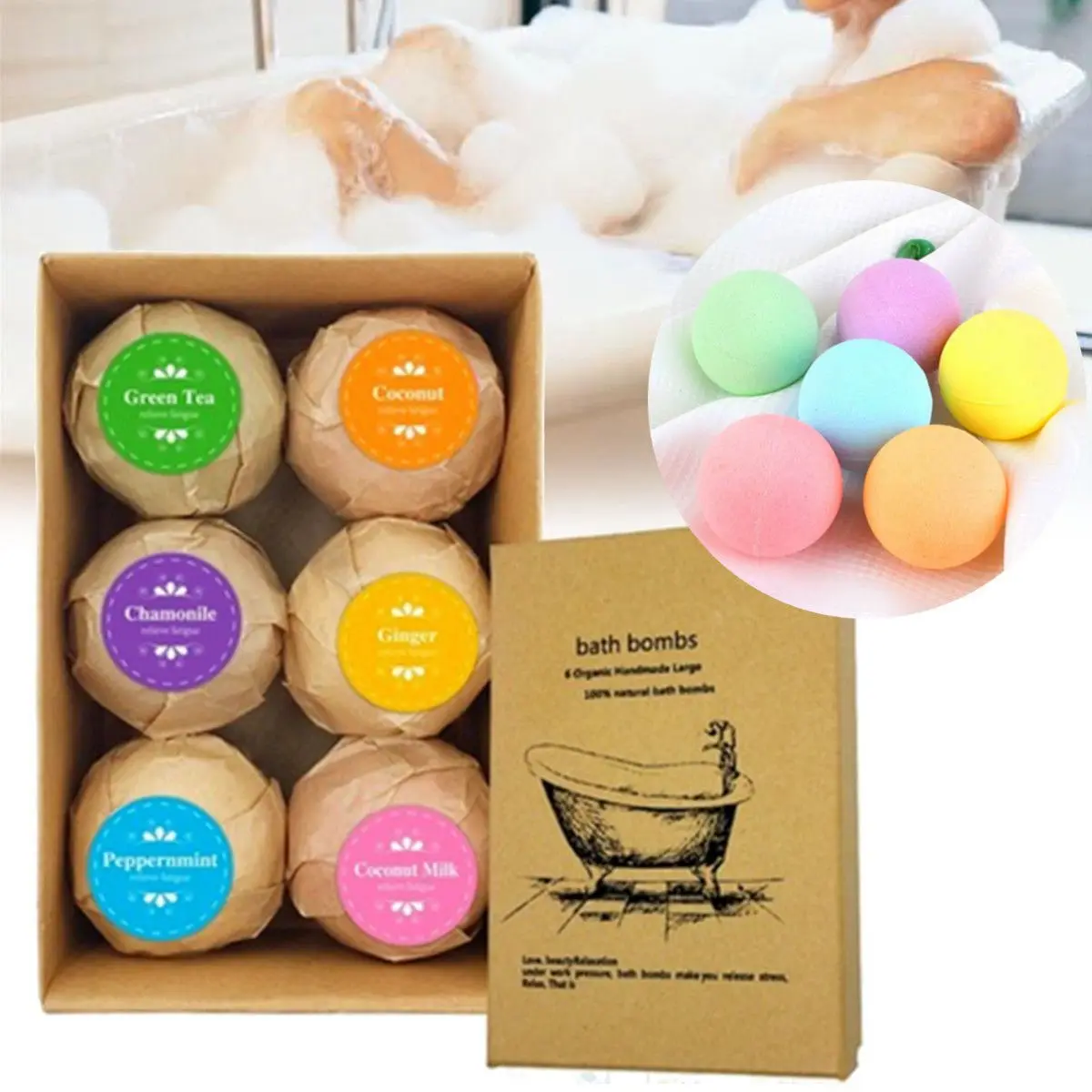

6pcs Deep Bath Salt Body Oil Moisturizing Bath Ball Natural Bubble Bath Salt Ball