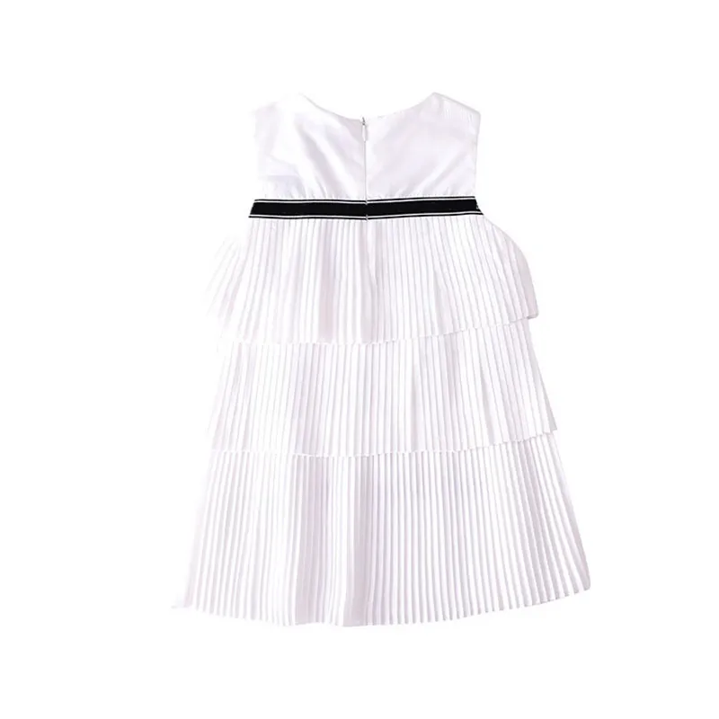 Summer Fashion Girl Dress Sleeveless Striped Belt Princess Dresses For Girls Cotton Birthday Party Wedding Children'S Dresses