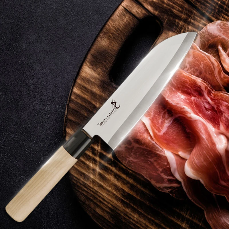 Кухонные ножи из нержавеющей стали набор ножей с деревянной ручкой сашими шеф-повара сантоку разделочный нож шеф-повара японский нож для мяса инструмент для приготовления пищи