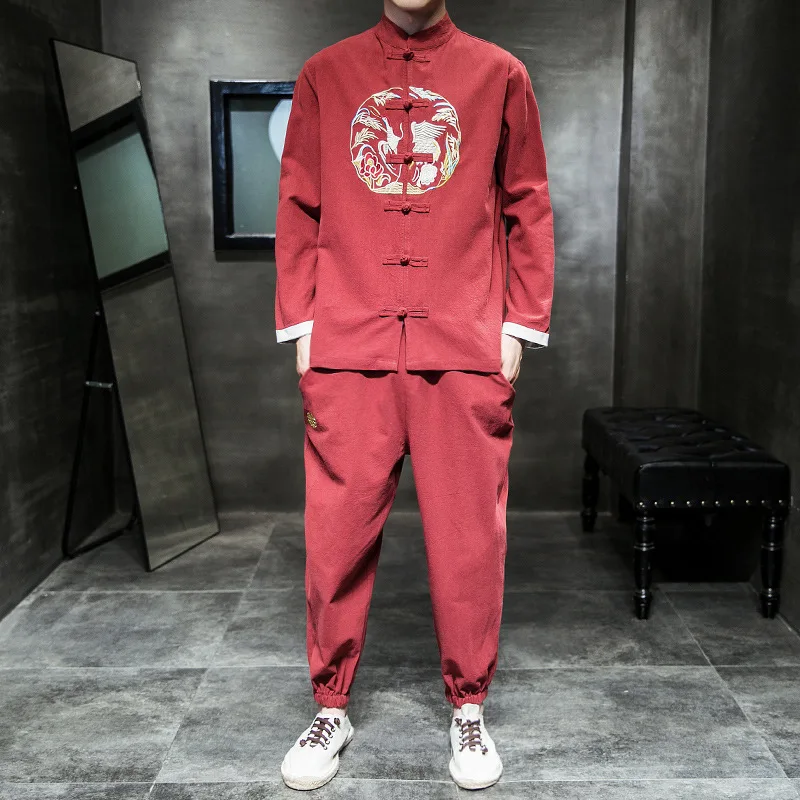 

Chinese-style Youth Chinese Style Chinese Costume Embroidered Large Size Frog Sun Yat-sen Costume Wind Chinese Clothing Retro Fl