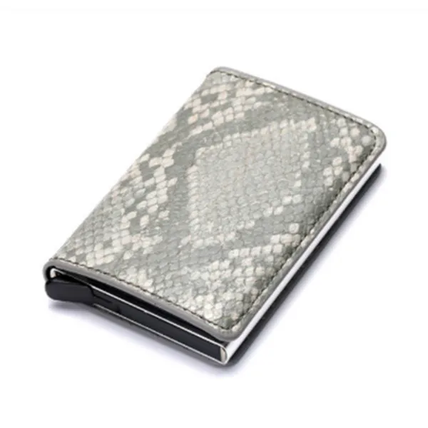 Bycobecy углеродное волокно RFID Блокировка Мужской кредитный держатель для карт Кожаный кошелёк для банковских карт чехол Визитница защита кошелек для женщин - Цвет: Gray X-12C