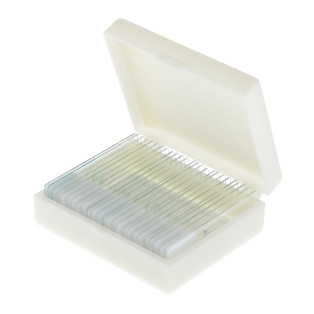 25 Pack Prepared Microscope Slide Set for Basic Biological Science Education, 25pcs Slides, Includes Storage Case