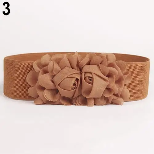 dress belts for women 2020 Women Girl Wide Stretch Elastic Waist Belt Solid Color Flower Waistband belts for women поясок для платья ремень женский brown waist belt Belts