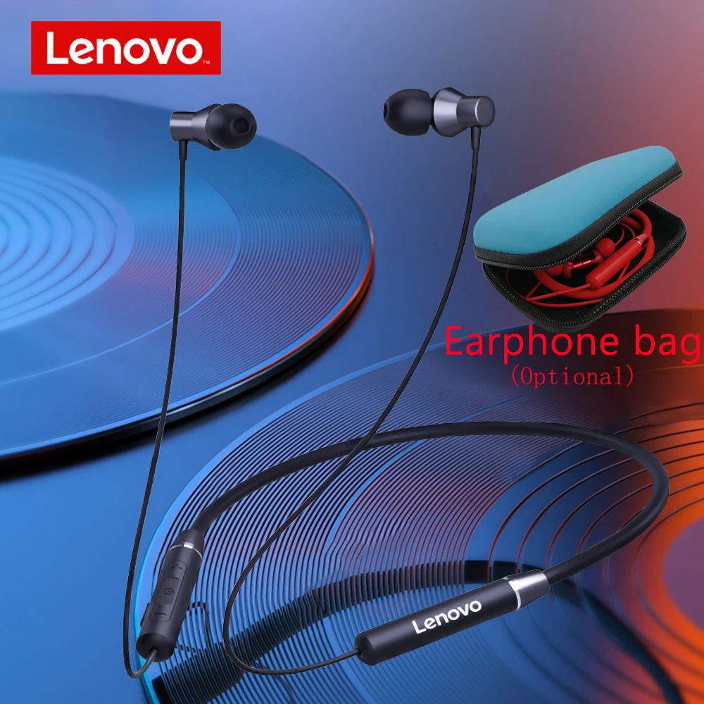 Lenovo-auriculares inalámbricos HE05 con Bluetooth 5,0, banda magnética para el cuello, para correr, deportivos, impermeables, con cancelación de ruido