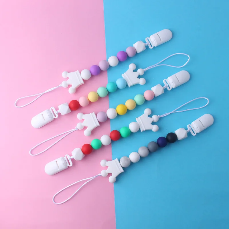 

Handmade Pacifier Clips Holder Chain Pacifier Teether Teething Toy for Baby Teething Soother Chew Toy Dummy Clips