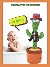 120 Songs Dancing Cactus Speaker Talking USB Charging Voice Repeat Cactus Dancer Toy Talk Plushie Stuffed Toys Baby Girl Boy