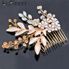 Lureen 2 шт модные свадебные расчески сделанный вручную цветок из кристаллов шпильки свадебные аксессуары для волос