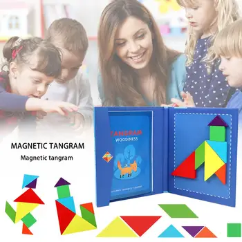 

2020 Toys For Children Wooden Magnetic Tangram Puzzle Travel Game Educational Book Kids Toys Funny Gifts Games For Kid's