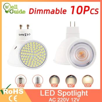 10Pcs Led Spotlight Dimbare GU10 MR16 E27 E14 Led Lamp 6W 3W 8W 220V AC12V spot Led Lamp Lampada Bombillas Koud Warm Wit