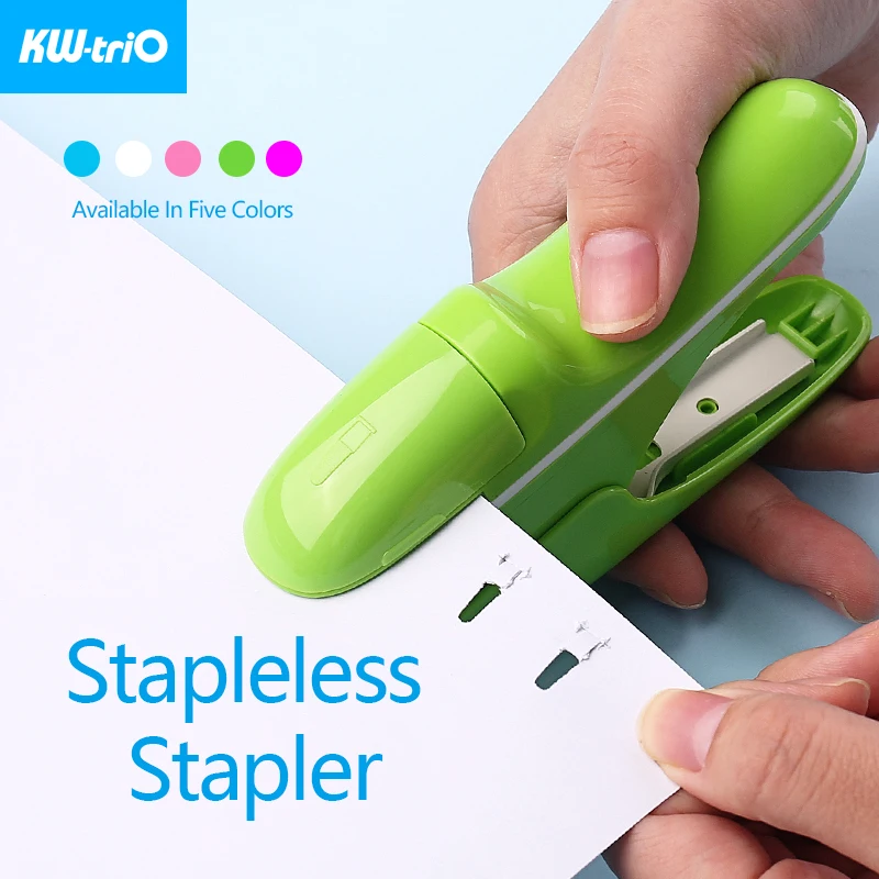 KW-triO Stapleless Stapler Safe Paper Stapling Portable Plastic Stapler Without Staples Bind 8 Sheets of Paper Office Supplies stapleless stapler