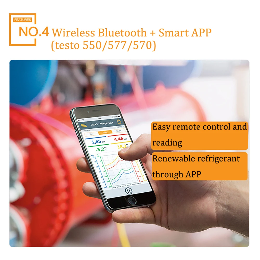 NEW Testo 550 Digital Manifold Gauge with 2pcs Clamp,2 Valves,System for HVAC 0563 1550 Built-in 60 common refrigerants