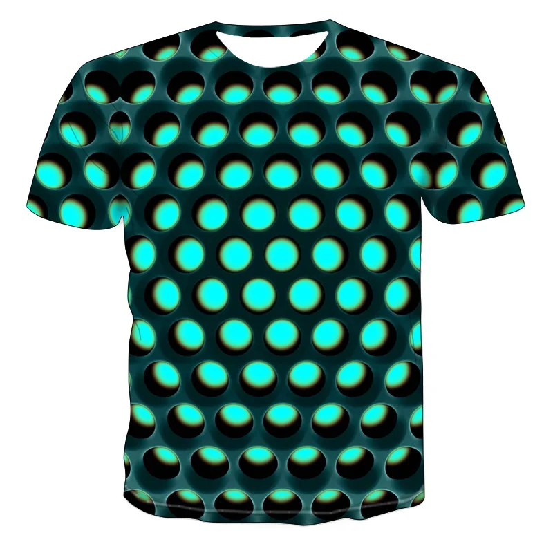 3D Tshirts Black And Yellow Psychedelic Printed T-shirt Men Summer Hip Hop Funny Checked Tunnel Print Tee Shirt Women Tops | Мужская