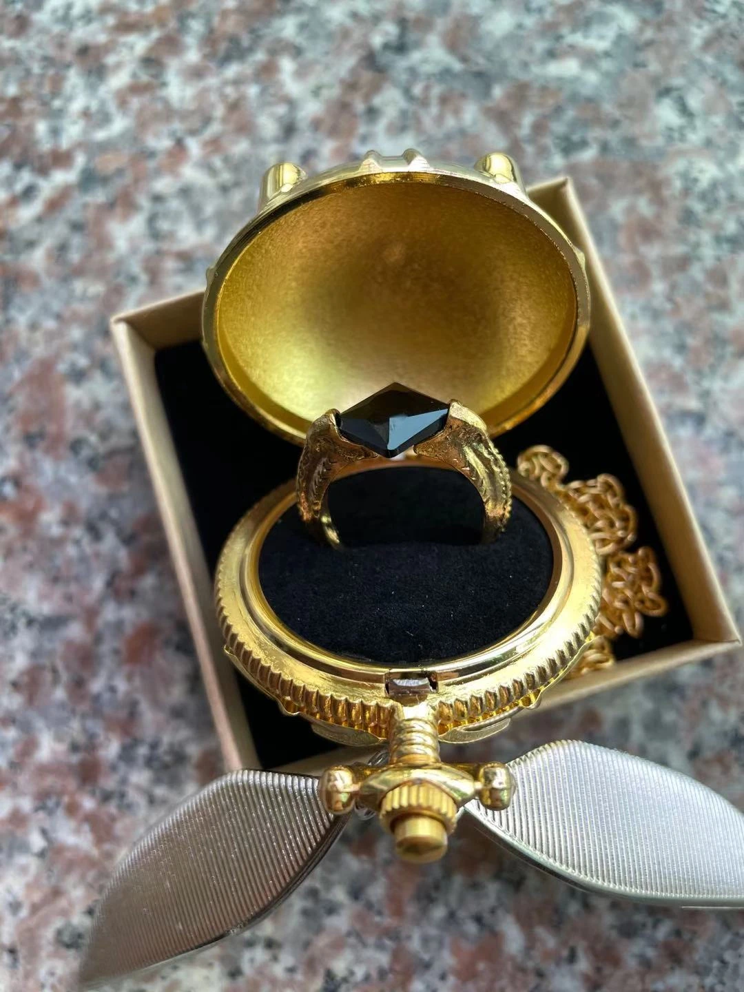 Wizard Cos Game Golden Snitch Keychain Necklace Resurrection Stone Ring Set Used As Proposal Ring Box Halloween Gift Aliexpress