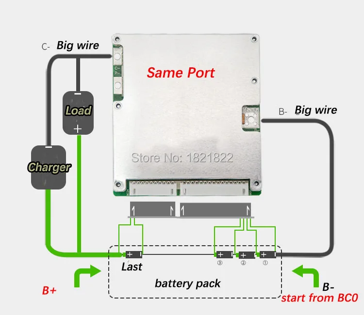 16S 30A/40A/60A bms Lifepo4 48V большой ток BMS PCM с различным портом разряда для электрического