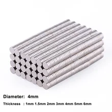 20pcs Φ 4mm Round Neodymium Magnets Mini Magnet Disc Thickness 1/1.5/2/3/4/5/6mm Rare Earth Strong Permanent Magnet N35