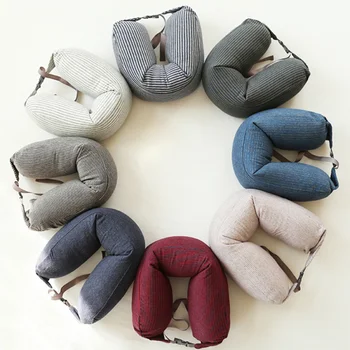 

U-Shape Travel Pillow for Airplane Inflatable Neck Pillow Travel Striped Pillows for Sleep Home Textile Accessories NEW