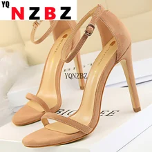 

2022 Summer Fashion Women 11cm 8cm Stripper High Heels Sandals Suede Open Toe Stiletto Nude Heels Sandals Lady Party Prom Shoes