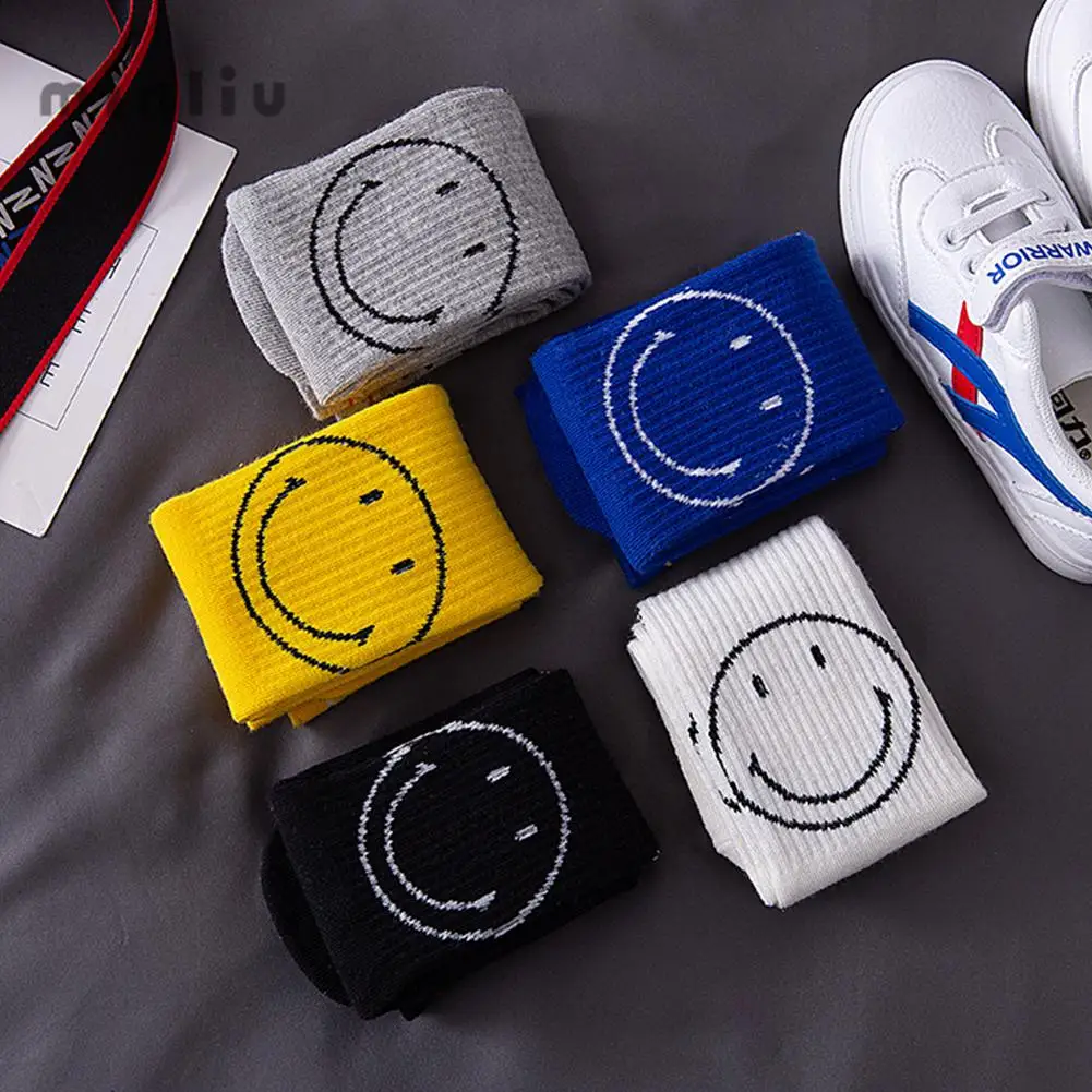 DSstyles 1 Pair Suitable for children's cotton in 3-8 years old Cute Smiling Face for Boys and Girls Cute