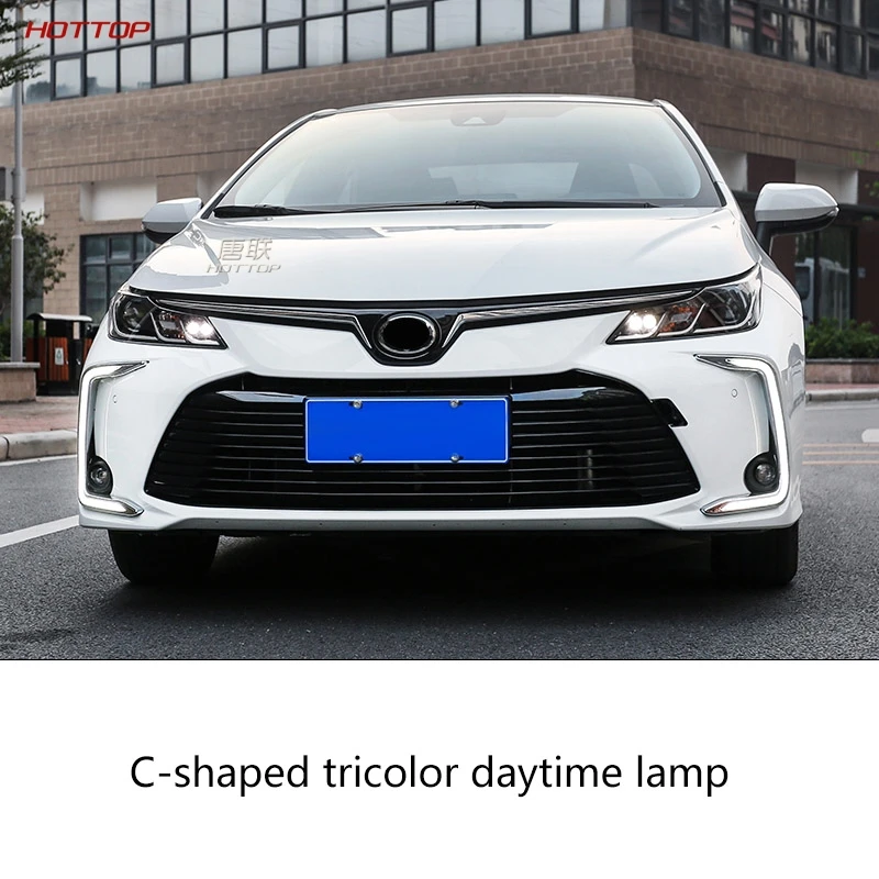 ABS черный дневной ходовой светильник Дневной светильник светодиодный для Toyota Corolla - Цвет: C Three color lamp
