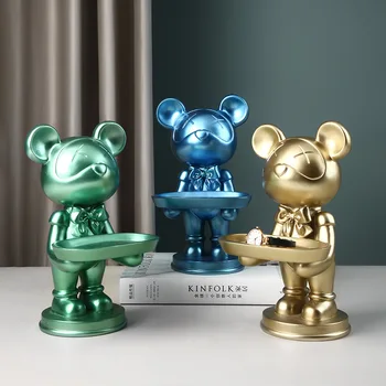 

Nordic Creative Cartoon Resin Honey Mouse Storage Sculpture Ornaments Living Room Entrance Key Snack Small Objects Storage Craft