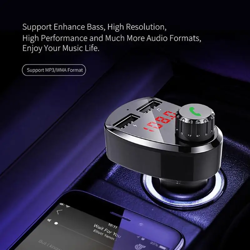 2.4A цифровой дисплей Bluetooth fm-передатчик двойной зарядное устройство USB MP3-плеер для iPhone X XS ForXiaomi Mi9 S10+ Note10