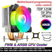 Heatsink Cooling Fan 2/4/6 Heatpipes 3/4 Pin ARGB CPU Cooler Fan For Intel LGA 1150 1151 1155 1200 1366 AMD AM3 AM4 Ventilador