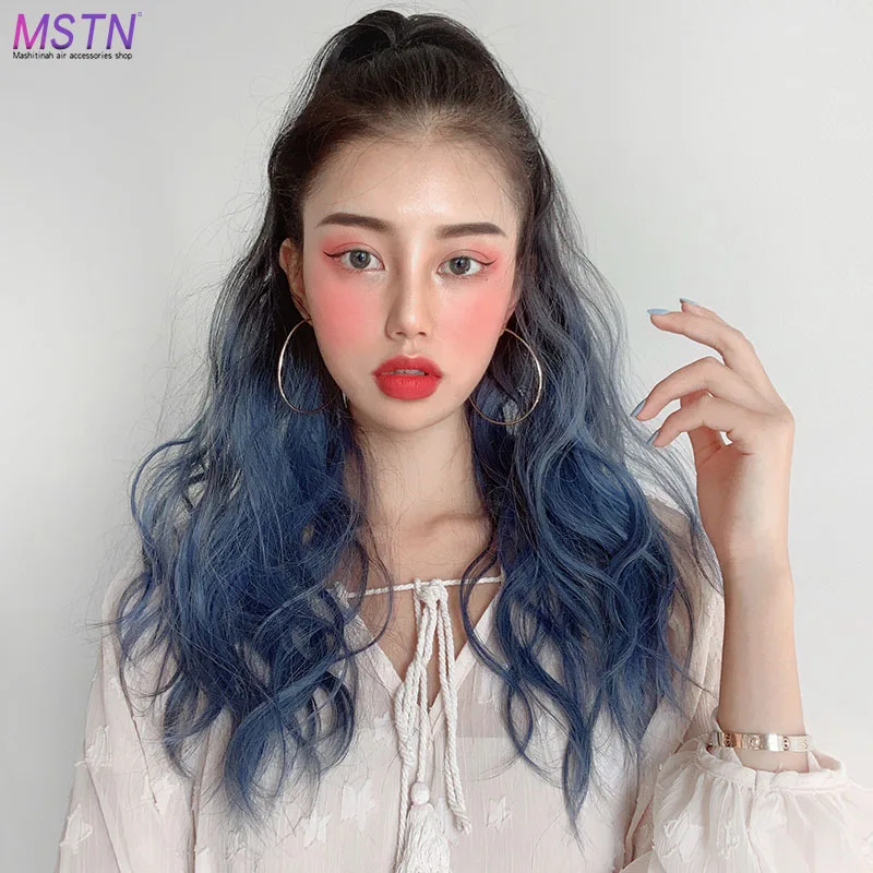 

MSTN 60CM Long Curly Ponytail Ombre Extensions Synthetic Clip-Style Ponytail Wig Gradient Ponytail Hair Clips for Girls