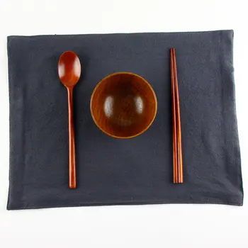 

Top Grade Japanese Style Napkin Dark Gray Tea Towel Washing Hemp Cotton Placemat Food Insulation Mat Table Decoration