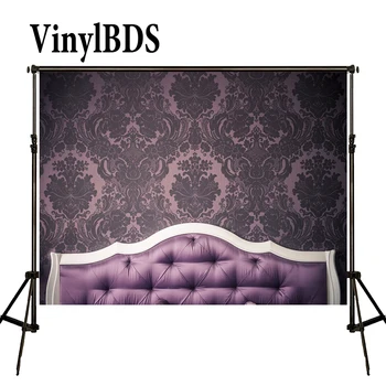 

VinylBDS Newborn Baby Backdrops Purple Headboard Bed Background Naked Baby Background Large Size Seamless Photo