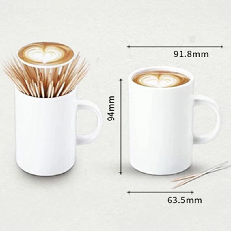 Toothpick Holder Box Coffee Cup Shaped Automatic Retractable Toothpick Dispenser for Wooden Toothpicks