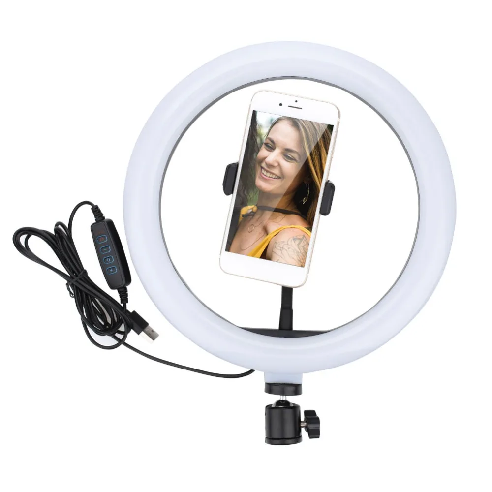 Фотография с регулируемой яркостью светодиодный Selfie Ring Light Youtube Video Live Photo Studio Light с держателем телефона лампа 3 световых режима