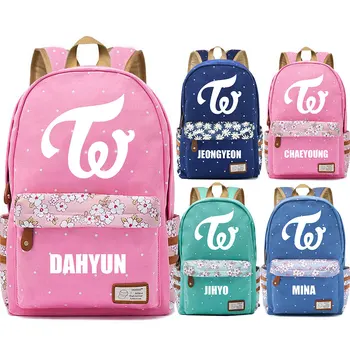 

KPOP JEONGYEON TZUYU CHAEYOUNG Twice Flower Dot Boy Girl School Bag Women Bagpack Teenagers Schoolbags Canvas Backpack 2020