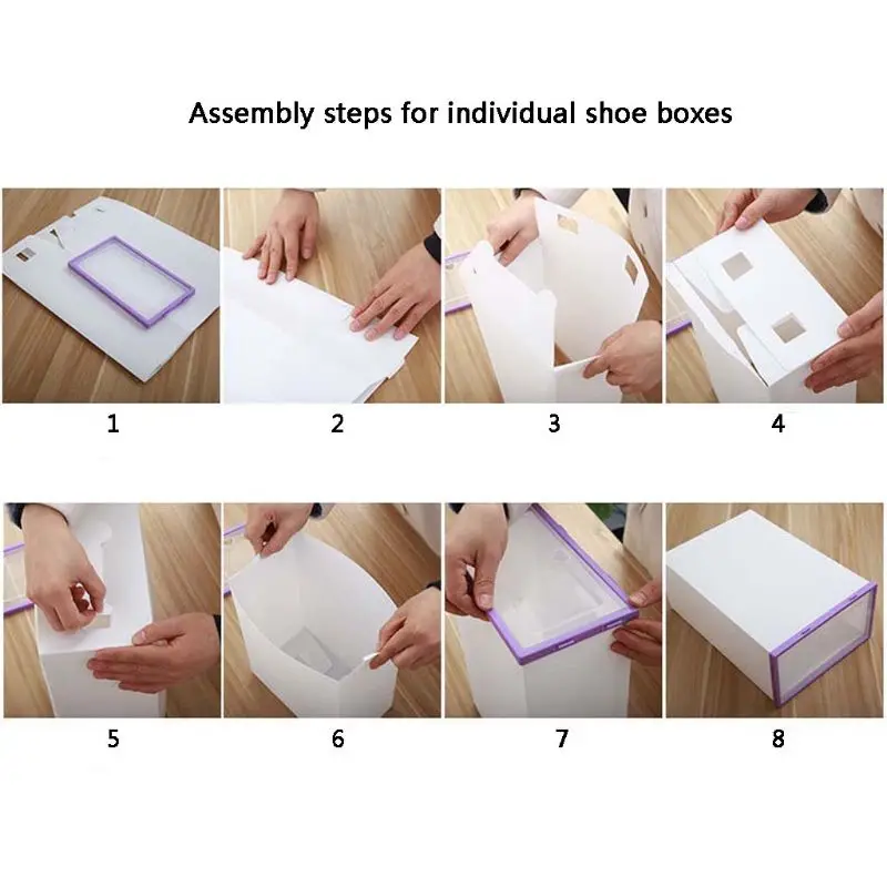 6Pcs Plastic Shoe Box Stackable Foldable Shoe Organizer Drawer Storage Case with Flipping Clear Door Ladies Men 31.5x21.5x12.5cm