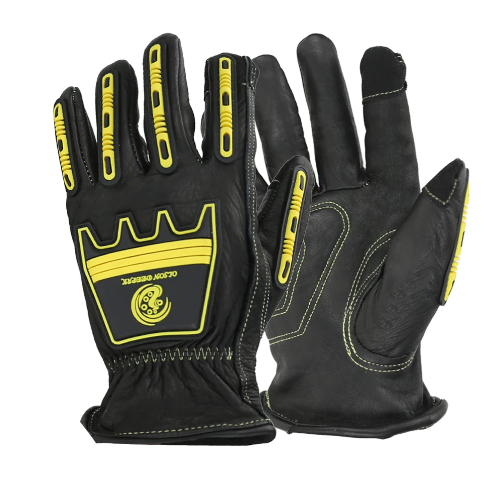 

Safety Anti Impact Gloves Leather Heavy Duty Durable Black Cowhide Touch Screen Working Glove
