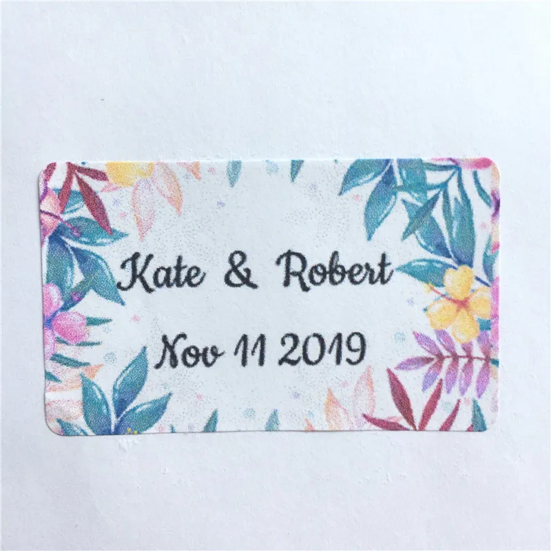 

100 Pieces Custom Wedding Stickers Rectangle Adhesive Labels Personalized Name and Date Gift Seals