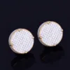 14MM Gold Color Big Round Stud Earring AAAA Cubic Zircon Screw Back Men's Earrings Fashion Hip Hop Jewelry 5